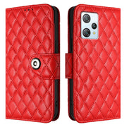 For Blackview A53 Rhombic Texture Flip Leather Phone Case with Lanyard(Red)