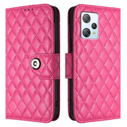 For Blackview A53 Rhombic Texture Flip Leather Phone Case with Lanyard(Rose Red)