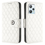For Blackview A53 Rhombic Texture Flip Leather Phone Case with Lanyard(White)
