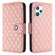 For Blackview A53 Rhombic Texture Flip Leather Phone Case with Lanyard(Coral Pink)