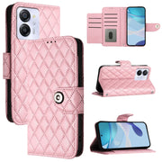 For Blackview Color 8 Rhombic Texture Flip Leather Phone Case with Lanyard(Pink)