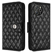 For Blackview Shark 8 Rhombic Texture Flip Leather Phone Case with Lanyard(Black)