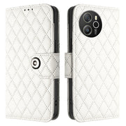 For Blackview Shark 8 Rhombic Texture Flip Leather Phone Case with Lanyard(White)