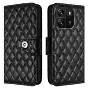 For Blackview Wave 6C Rhombic Texture Flip Leather Phone Case with Lanyard(Black)
