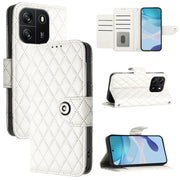 For Blackview Wave 6C Rhombic Texture Flip Leather Phone Case with Lanyard(White)