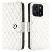 For Blackview Wave 6C Rhombic Texture Flip Leather Phone Case with Lanyard(White)