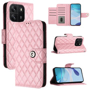 For Blackview Wave 6C Rhombic Texture Flip Leather Phone Case with Lanyard(Pink)