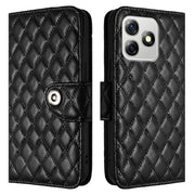 For Ulefone Note 18 Ultra Rhombic Texture Flip Leather Phone Case with Lanyard(Black)