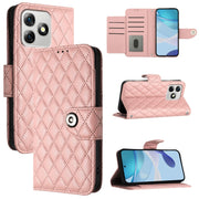 For Ulefone Note 18 Ultra Rhombic Texture Flip Leather Phone Case with Lanyard(Coral Pink)