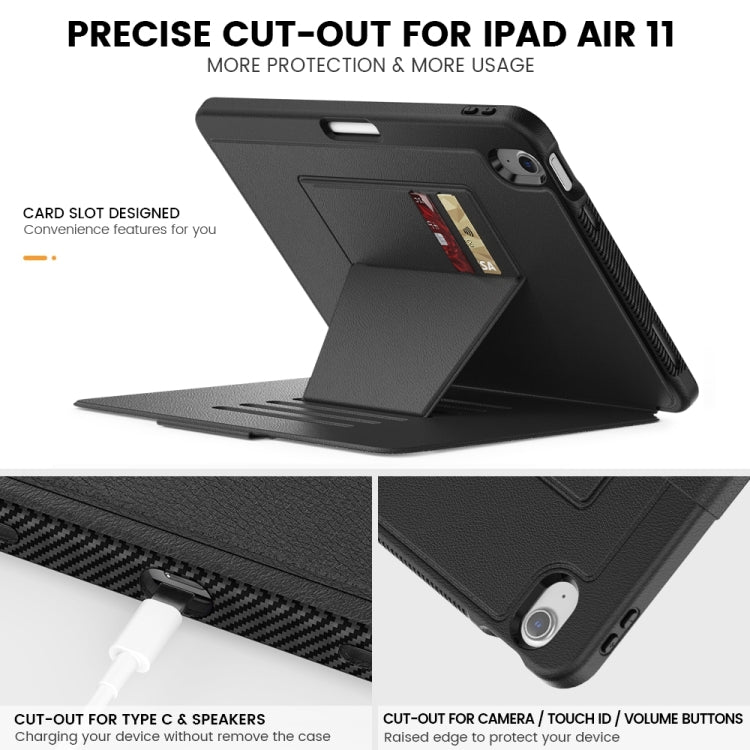 For iPad Air 11 2024 Smart B Magnetic Holder Leather Tablet Case(Black)
