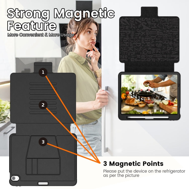 For iPad Air 11 2024 Smart B Magnetic Holder Leather Tablet Case(Black)