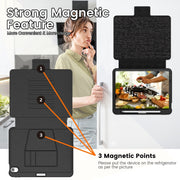 For iPad Air 11 2024 Smart B Magnetic Holder Leather Tablet Case(Black)