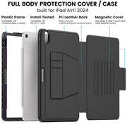 For iPad Air 11 2024 Smart B Magnetic Holder Leather Tablet Case(Black)