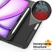 For iPad Air 11 2024 Smart B Magnetic Holder Leather Tablet Case(Black)