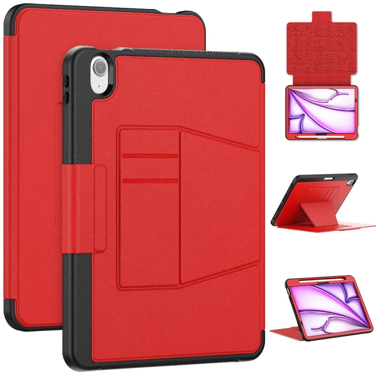 For iPad Air 11 2025 / 2024 Smart B Magnetic Holder Leather Tablet Case(Red)
