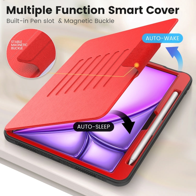 For iPad Air 11 2025 / 2024 Smart B Magnetic Holder Leather Tablet Case(Red)