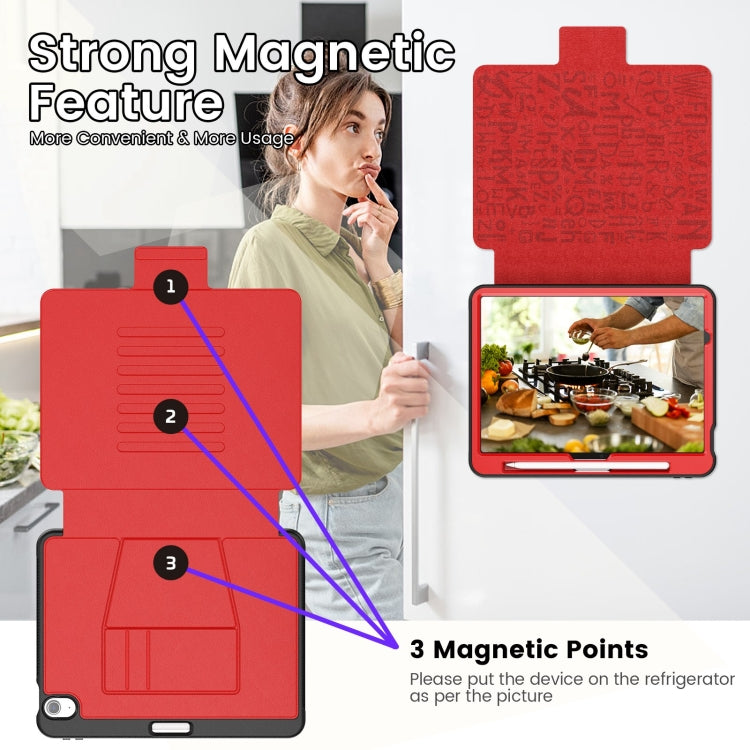 For iPad Air 11 2025 / 2024 Smart B Magnetic Holder Leather Tablet Case(Red)
