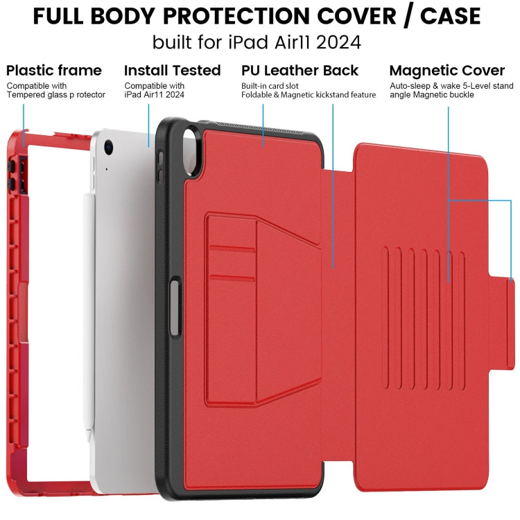 For iPad Air 11 2025 / 2024 Smart B Magnetic Holder Leather Tablet Case(Red)