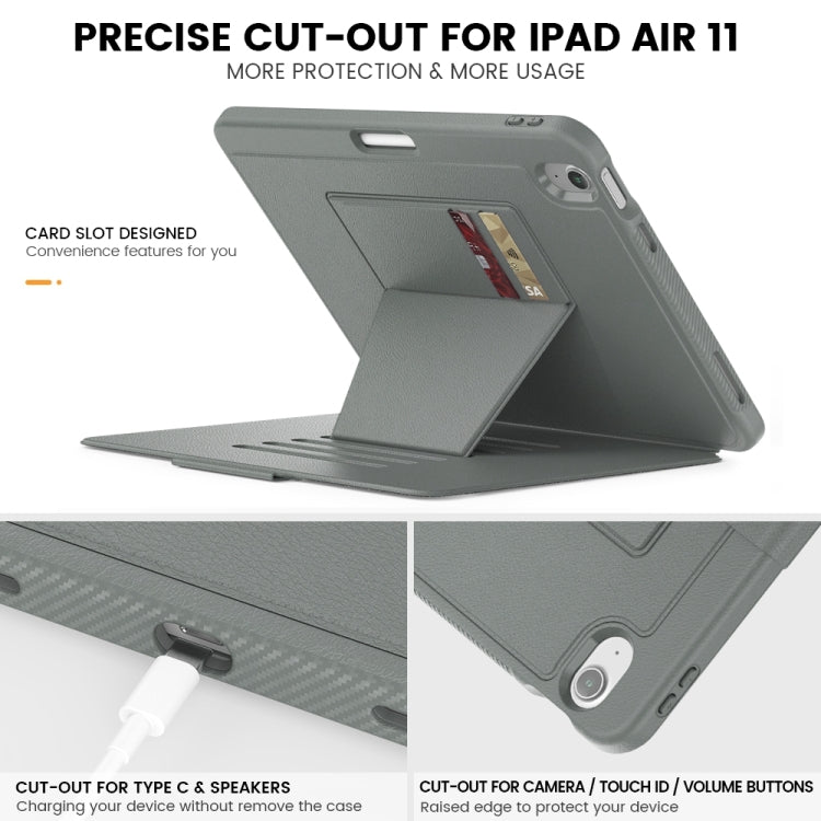 For iPad Air 11 2024 Smart B Magnetic Holder Leather Tablet Case(Grey)