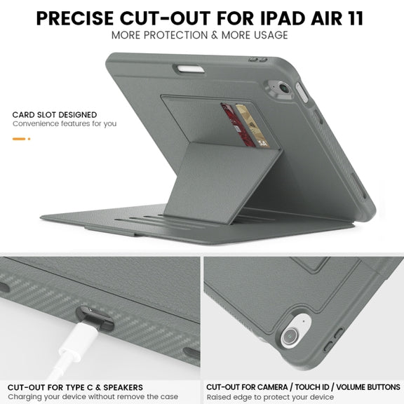 For iPad Air 11 2024 Smart B Magnetic Holder Leather Tablet Case(Grey)
