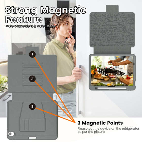 For iPad Air 11 2024 Smart B Magnetic Holder Leather Tablet Case(Grey)