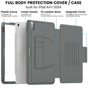 For iPad Air 11 2024 Smart B Magnetic Holder Leather Tablet Case(Grey)