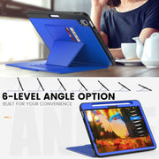 For iPad Air 11 2025 / 2024 Smart B Magnetic Holder Leather Tablet Case(Blue)