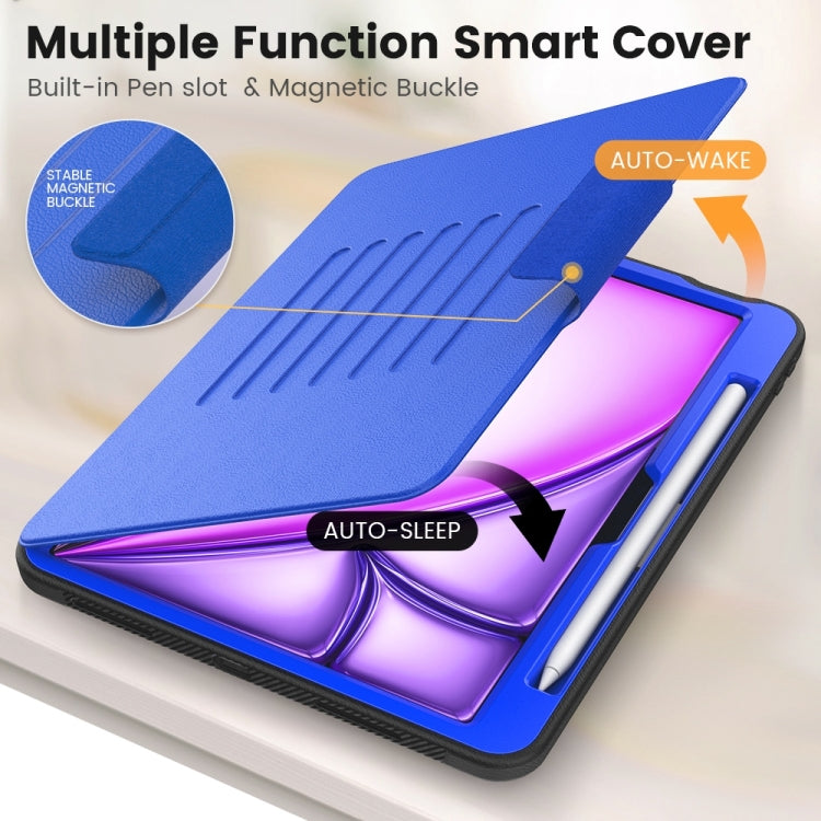 For iPad Air 11 2025 / 2024 Smart B Magnetic Holder Leather Tablet Case(Blue)