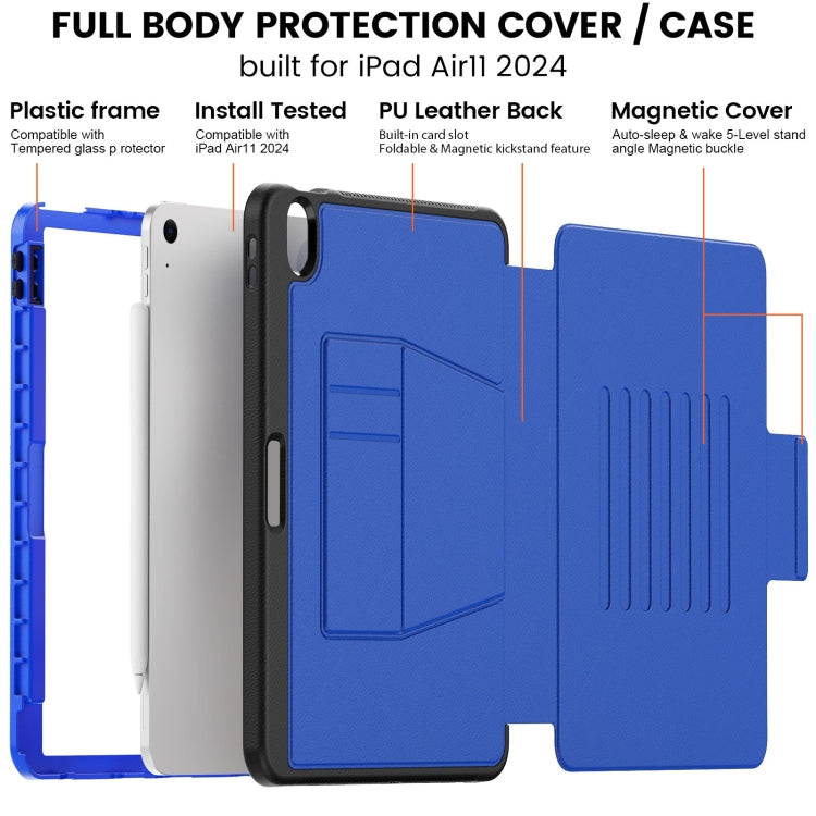 For iPad Air 11 2025 / 2024 Smart B Magnetic Holder Leather Tablet Case(Blue)