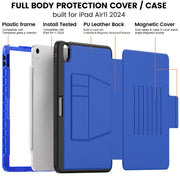 For iPad Air 11 2025 / 2024 Smart B Magnetic Holder Leather Tablet Case(Blue)