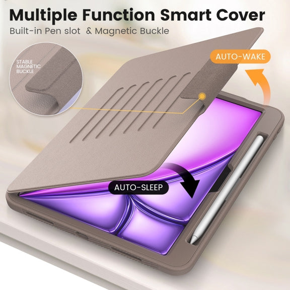 For iPad Air 11 2024 Smart B Magnetic Holder Leather Tablet Case(Rose Gold)