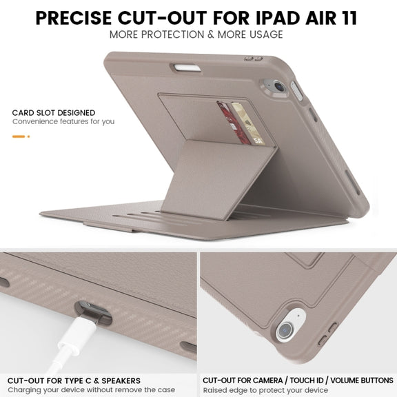 For iPad Air 11 2024 Smart B Magnetic Holder Leather Tablet Case(Rose Gold)