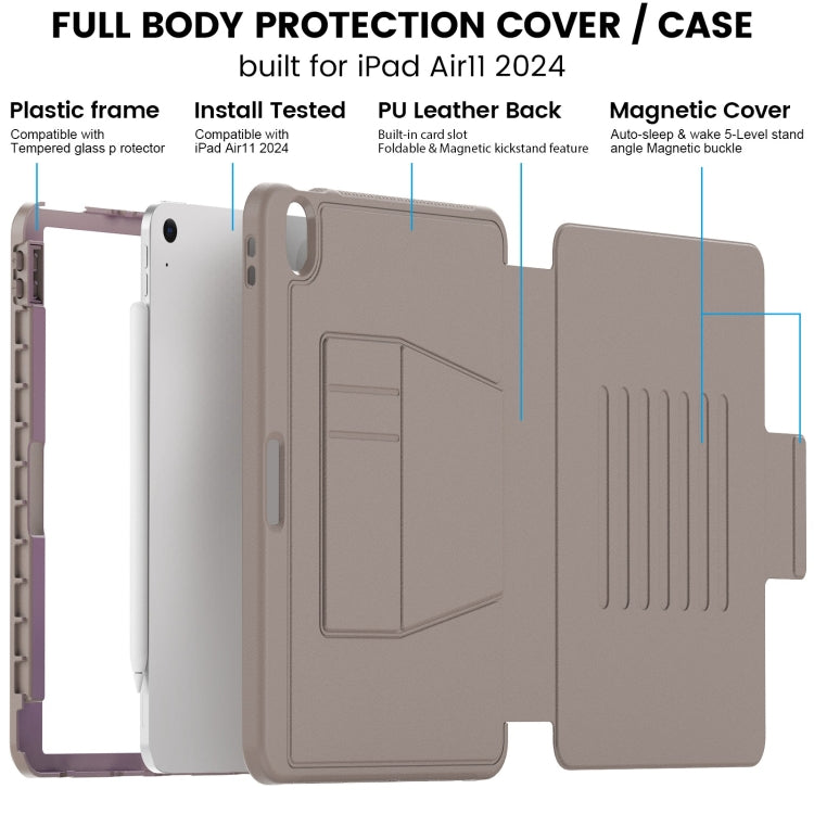 For iPad Air 11 2024 Smart B Magnetic Holder Leather Tablet Case(Rose Gold)