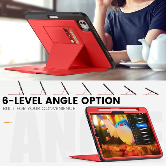 For iPad Pro 11 2024 Smart B Magnetic Holder Leather Tablet Case(Red)