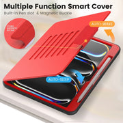 For iPad Pro 11 2024 Smart B Magnetic Holder Leather Tablet Case(Red)