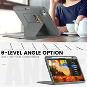 For iPad Pro 11 2024 Smart B Magnetic Holder Leather Tablet Case(Grey)