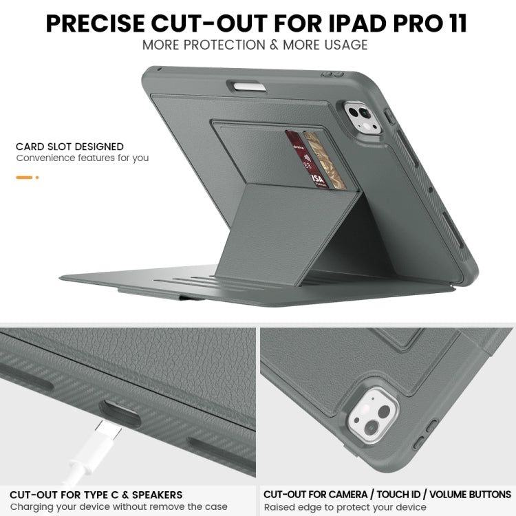 For iPad Pro 11 2024 Smart B Magnetic Holder Leather Tablet Case(Grey)