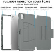 For iPad Pro 11 2024 Smart B Magnetic Holder Leather Tablet Case(Grey)