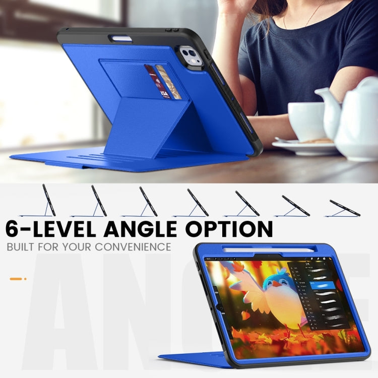 For iPad Pro 11 2024 Smart B Magnetic Holder Leather Tablet Case(Blue)