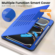 For iPad Pro 11 2024 Smart B Magnetic Holder Leather Tablet Case(Blue)