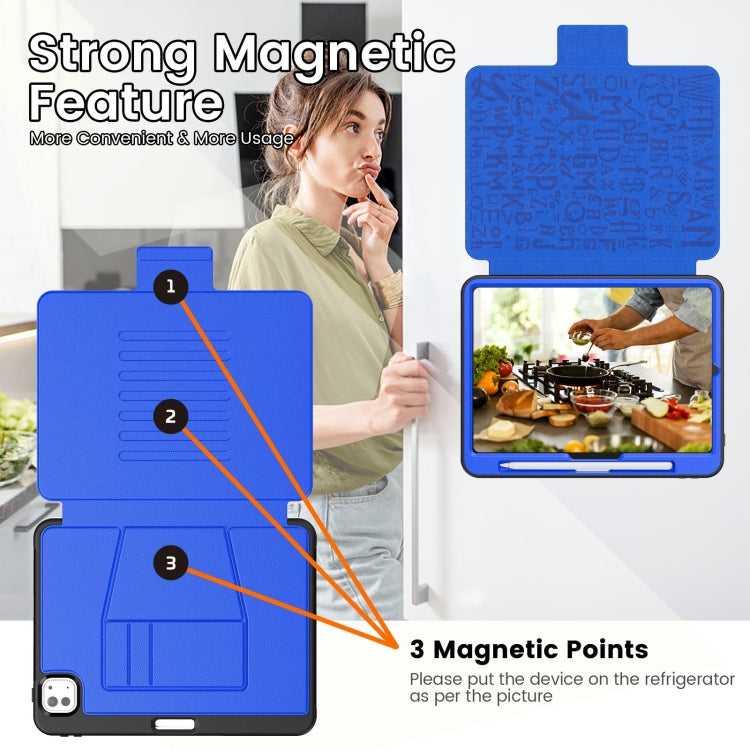 For iPad Pro 11 2024 Smart B Magnetic Holder Leather Tablet Case(Blue)