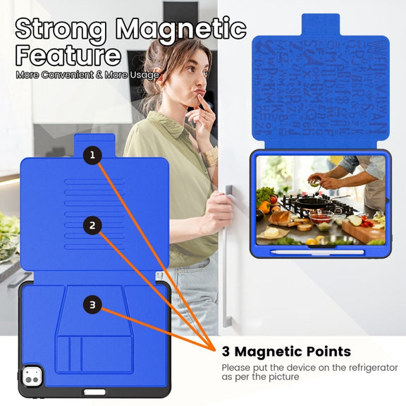 For iPad Pro 11 2024 Smart B Magnetic Holder Leather Tablet Case(Blue)