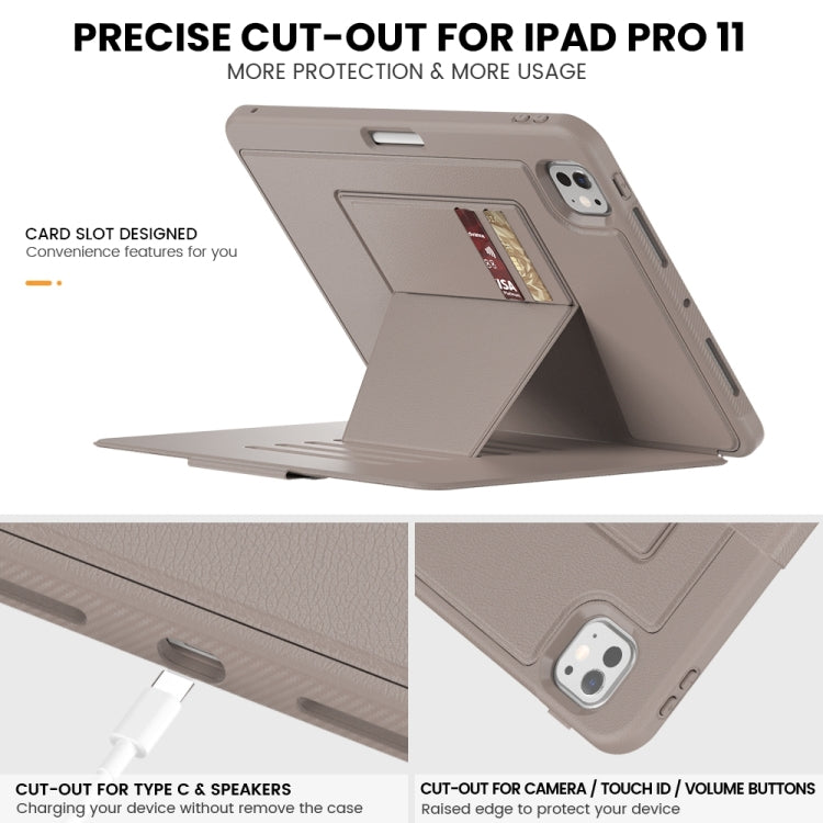 For iPad Pro 11 2024 Smart B Magnetic Holder Leather Tablet Case(Rose Gold)
