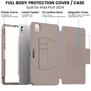 For iPad Pro 11 2024 Smart B Magnetic Holder Leather Tablet Case(Rose Gold)