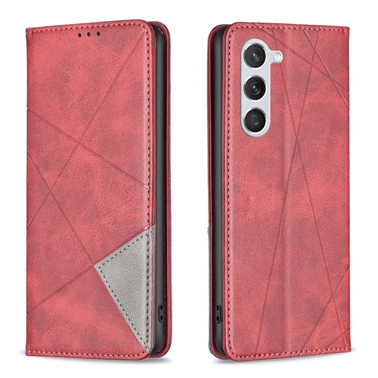 For Samsung Galaxy S25 5G Rhombus Texture Magnetic Leather Phone Case(Red)