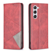 For Samsung Galaxy S25 5G Rhombus Texture Magnetic Leather Phone Case(Red)