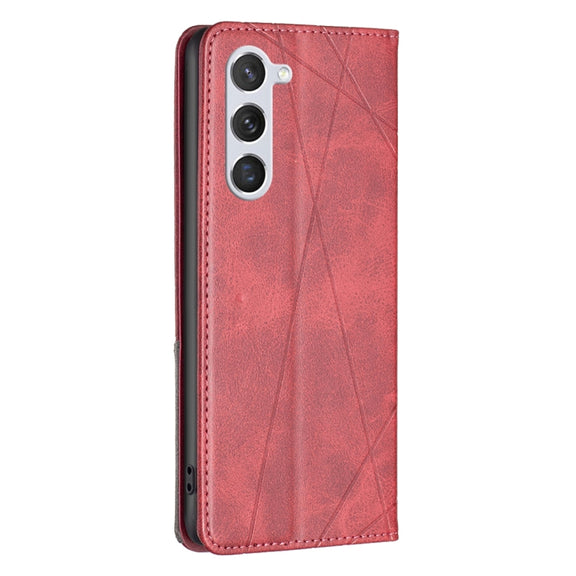 For Samsung Galaxy S25 5G Rhombus Texture Magnetic Leather Phone Case(Red)