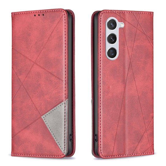 For Samsung Galaxy S25 5G Rhombus Texture Magnetic Leather Phone Case(Red)