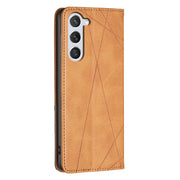 For Samsung Galaxy S25 5G Rhombus Texture Magnetic Leather Phone Case(Yellow)