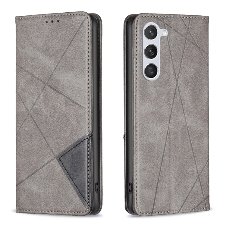 For Samsung Galaxy S25 5G Rhombus Texture Magnetic Leather Phone Case(Grey)